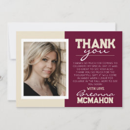 Burgundy & Cream Studenten Photo - tackkort Inbjudningar