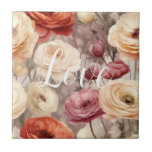 Burgundy Cream Vår blommor Kärlek Kakelplatta<br><div class="desc">Citat från Burgundy Cream Vår blommor personlig kärlek</div>