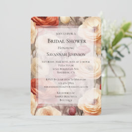 Burgundy Cream Vår blommor Möhippa Inbjudningar