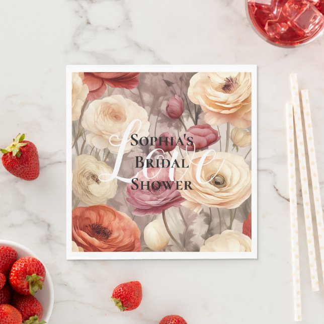 Burgundy Cream Vår blommor Möhippa Pappersservett (Insitu)