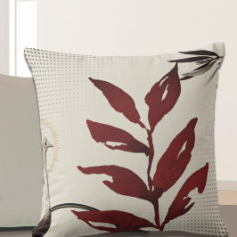 Burgundy & Cream Watercolor Löv Ostrich Kudde