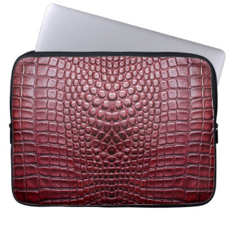 Burgundy Crokodile Alligator Faux Leather Skriv ut Laptop Fodral