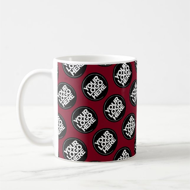 Burgundy Custom logo business pattern employee Kaffemugg (Vänster)