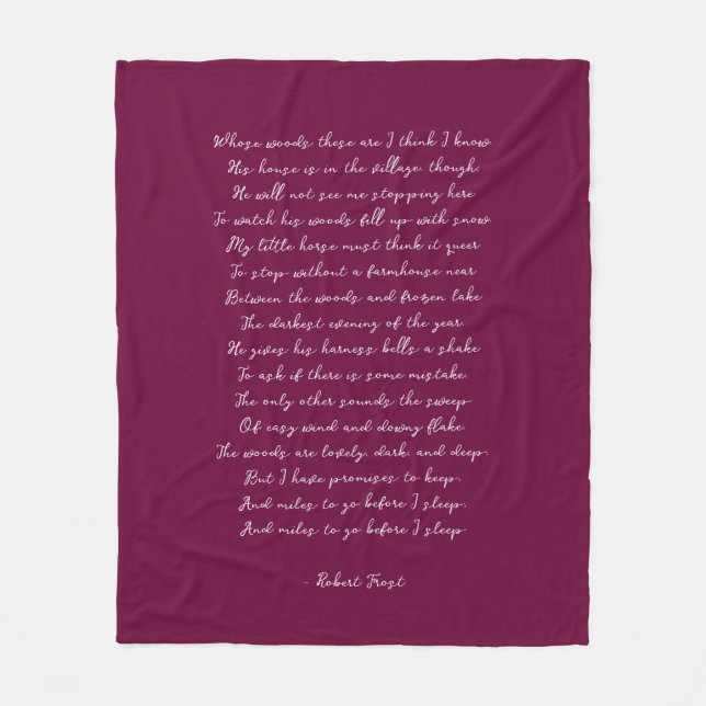 Burgundy Custom Poem Song Lyric Quote  Fleecefilt (Framsidan)