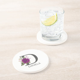 Burgundy Dahlia Floral Alphabet Letter Monogram  O Underlägg