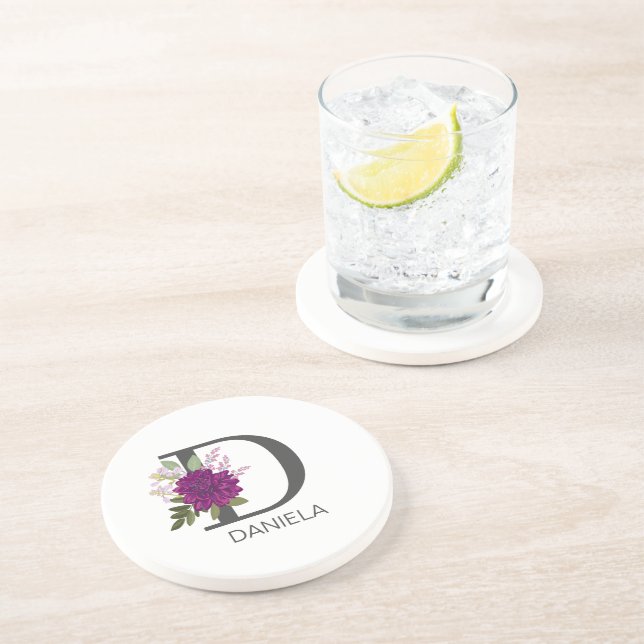 Burgundy Dahlia Floral Alphabet Letter Monogram  O Underlägg (Sidan)