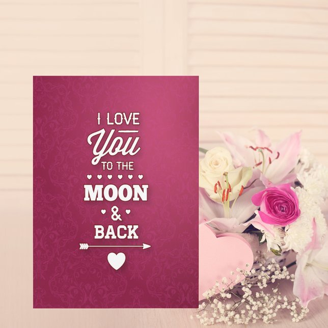 Burgundy Damask Abstrakt Valentine Helgkort (Skapare uppladdad)