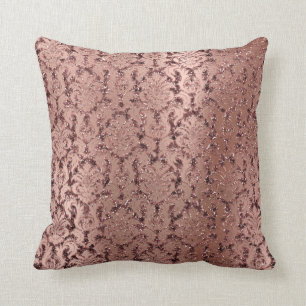 Burgundy Damask Rosa ros  Sequin Red Bean Kudde