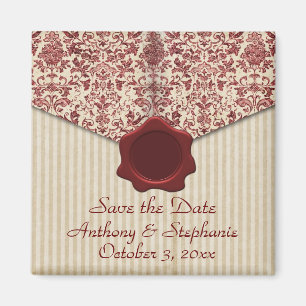 Burgundy Damask Spara datum magneter