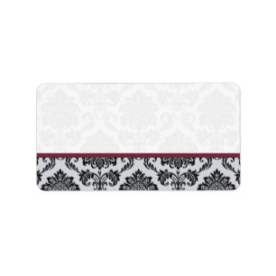 Burgundy damastast bröllopadressetiketter adressetikett