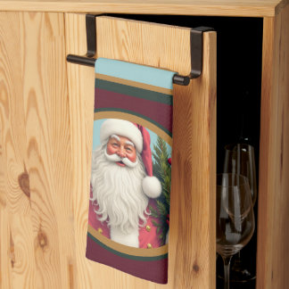 Burgundy dark green and gold kökshandduk