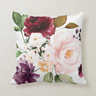 Burgundy Dekorativ kudde, Blommigt Pillow Kudde