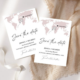 Burgundy Destination Bröllop Save the date Spara Datumet