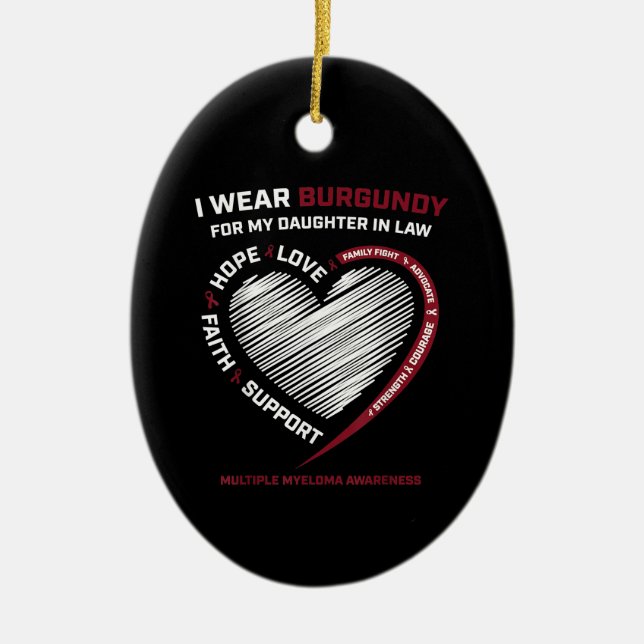 Burgundy Dotter i Lag Många Myeloma Julgransprydnad Keramik (Framsidan)