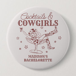 Burgundy-drinkor och cowgirls-sminkade bachelorett knapp