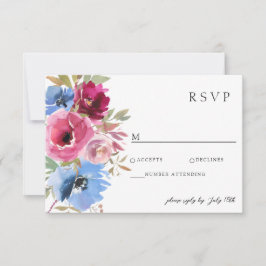 Burgundy Dusty Blue Elegant Blommigt OSA Kort