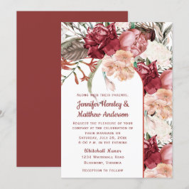 Burgundy Dusty Ro Elfenbenskusten Peach Blommigt B Inbjudningar