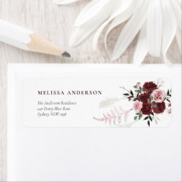 Burgundy Dusty Ro Möhippa Returadress Etikett