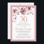 Burgundy Dusty  Rosa Blommigt 30års födelsedag Inbjudningar<br><div class="desc">Hära en speciell kvinna med den här eleganten och inbjudan till feminin 30års födelsedag-partiet. 30 är skrivet i stor rosa. Födelsedagsfirandet följer. Den hedervärde gästen namn är också i rosa brev. Burgundrött och dammiga blommor i rosan skapar en vacker blommigt i toppen. Även om det är en traditionell utformning är...</div>