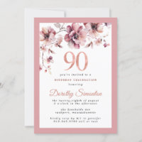 Burgundy Dusty  Rosa Blommigt 90:e födelsedag