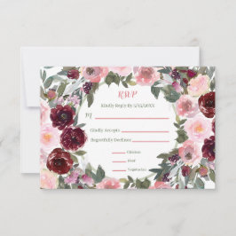 Burgundy Dusty Rosa ros Watercolor Bröllop OSA