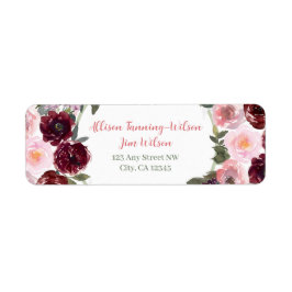 Burgundy Dusty Rosa ros Watercolor Returadress Returadress Etikett