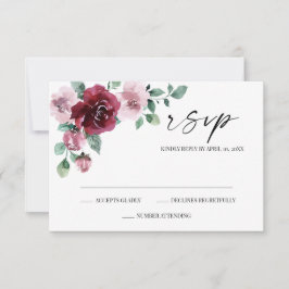 Burgundy & Dusty Rose Blommig Bröllops RSVP-kort OSA Kort