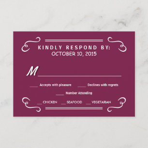 Burgundy Eat Drink & OSA Rustic Bröllop Reply Kort