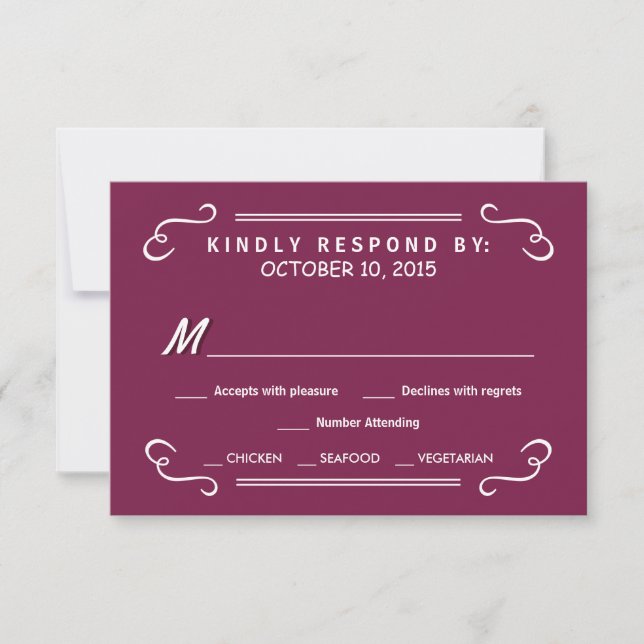 Burgundy Eat Drink & OSA Rustic Bröllop Reply Kort (Framsida)
