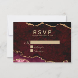 Burgundy Elegance Guld Glitter Agate Bröllop OSA Kort