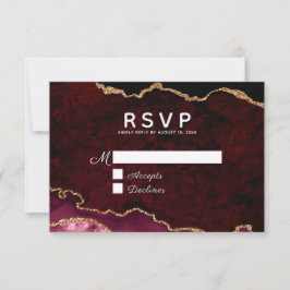 Burgundy Elegance Guld Glitter Agate Bröllop OSA Kort