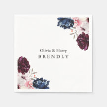 Burgundy  Elegant Blommigt Bröllop