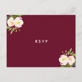 Burgundy Elegant Blommigt Quinceanera OSA Inbjudan Vykort