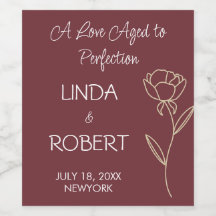 Burgundy Elegant bröllop Vin-etikett