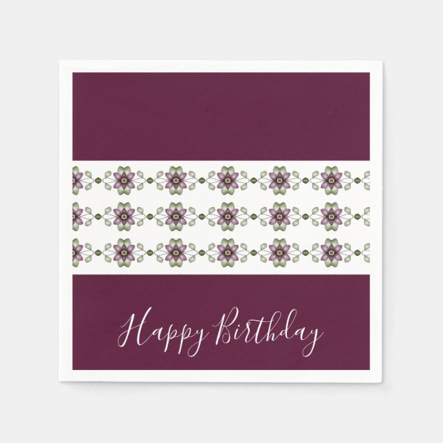 Burgundy Elegant Designer Pappersservett (Framsidan)