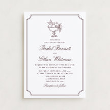 Burgundy Elegant Frame Wedding Invitation