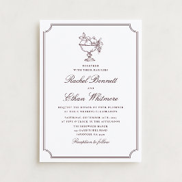 Burgundy Elegant Frame Wedding Invitation Meddelande