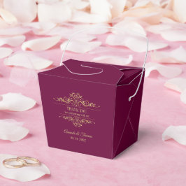 Burgundy elegant golden ram bröllop presentaskar