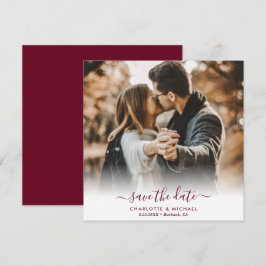 Burgundy Elegant Modern Script Bröllop Photo Meddelande