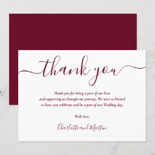 Burgundy Elegant Modern skript Tack Kort