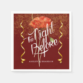 Burgundy Eleganta Blommiga Dagen Före Servetter