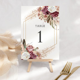 Burgundy, Eleganten Boho vid  Guld och Ro Bordsnummer