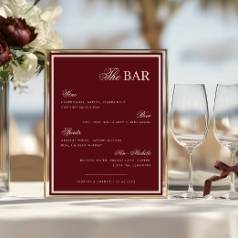 Burgundy & Elfenben Bordskylt för drinkmeny till b Poster