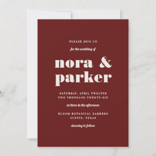 Burgundy & Elfenben Enkel Modern Formell Bröllop Inbjudningar