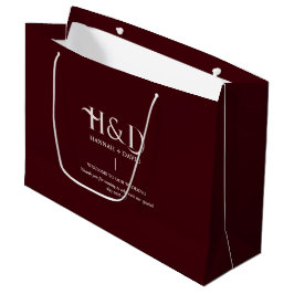 Burgundy & Elfenben Monogram Bröllop Välkommen Gä