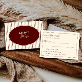 Burgundy Elfenbensränder Oval Gammal Peng Mail In  OSA Kort