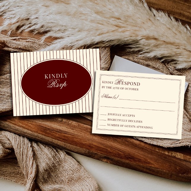 Burgundy Elfenbensränder Oval Gammal Peng Mail In  OSA Kort (Skapare uppladdad)