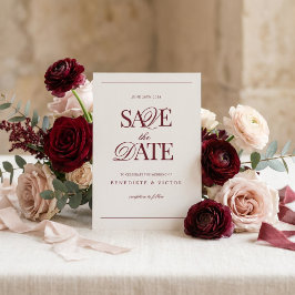 Burgundy Elfenbensvitt Monogram Spara Datumet