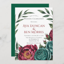 Burgundy & Emerald Peony Winter Wedding