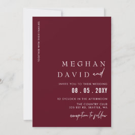 Burgundy enkel Elegant Modern Bröllop Inbjudningar